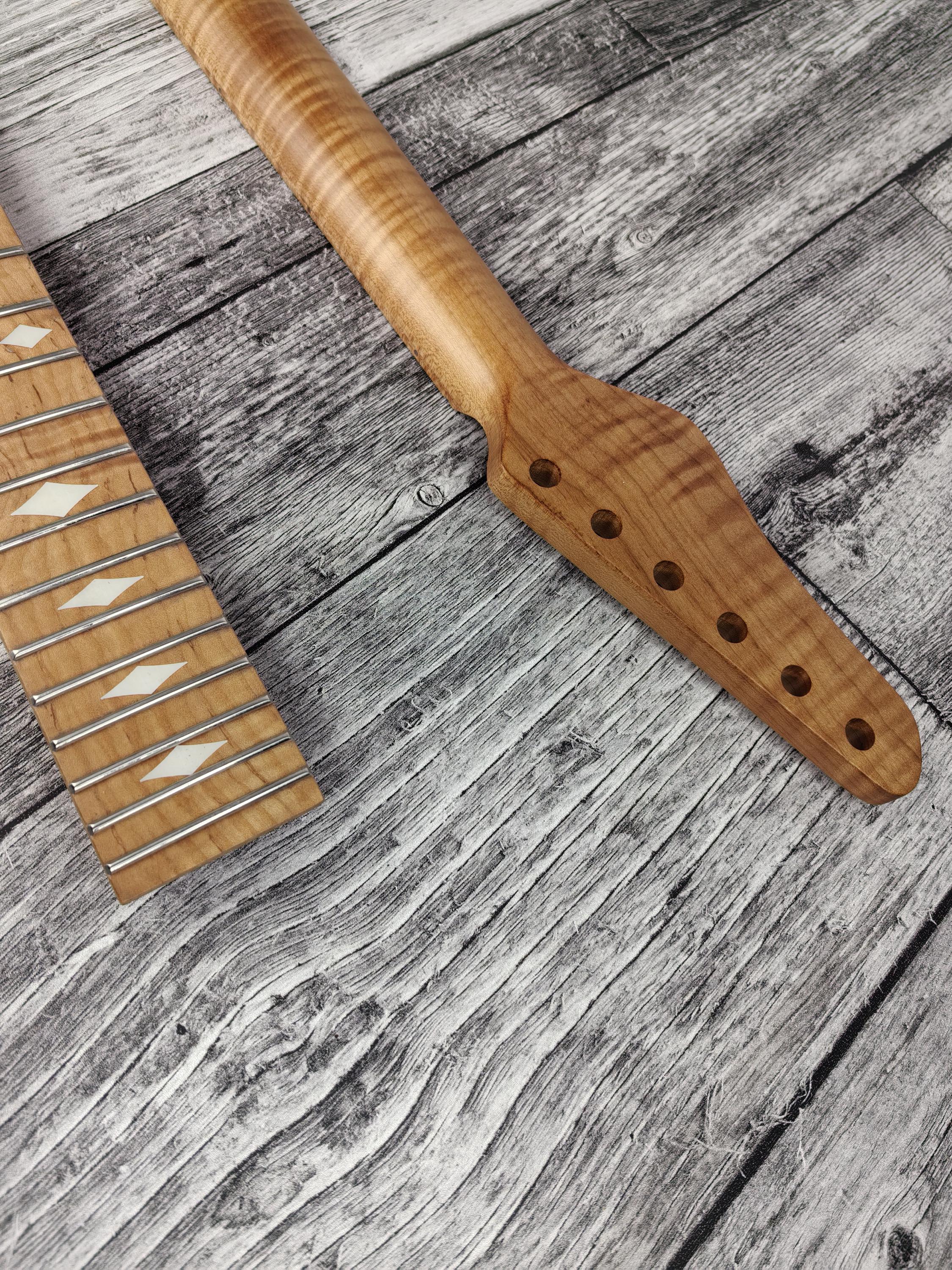 Tl Compatible aaa+ Roasted Flame Maple Satin Neck Stainless Steel Jescar Frets Guitar Neck