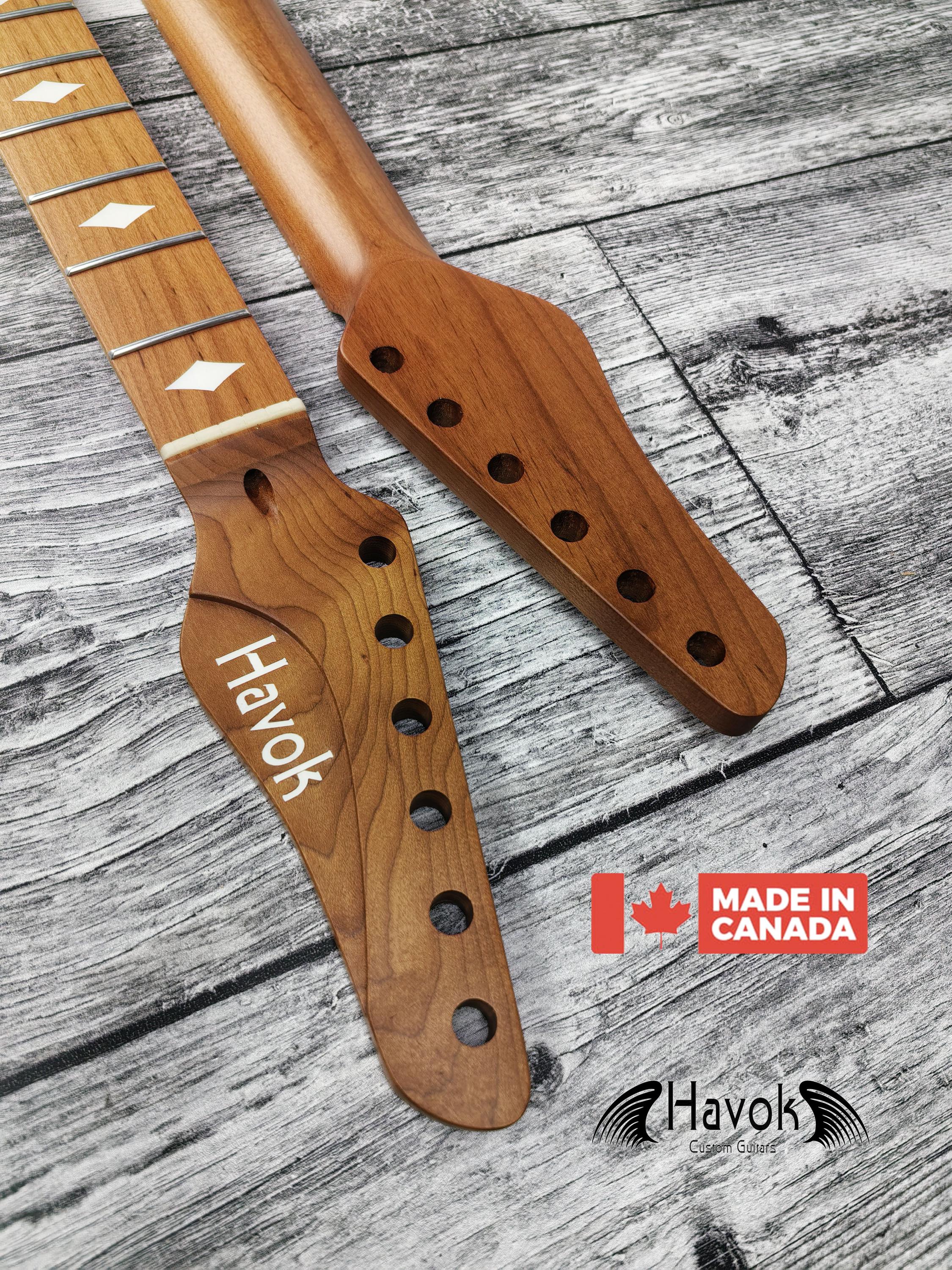 Roasted Maple Satin Havok Logo  Neck Stainless Steel Jescar Frets Guitar Neck Customized High End Guitar Part.