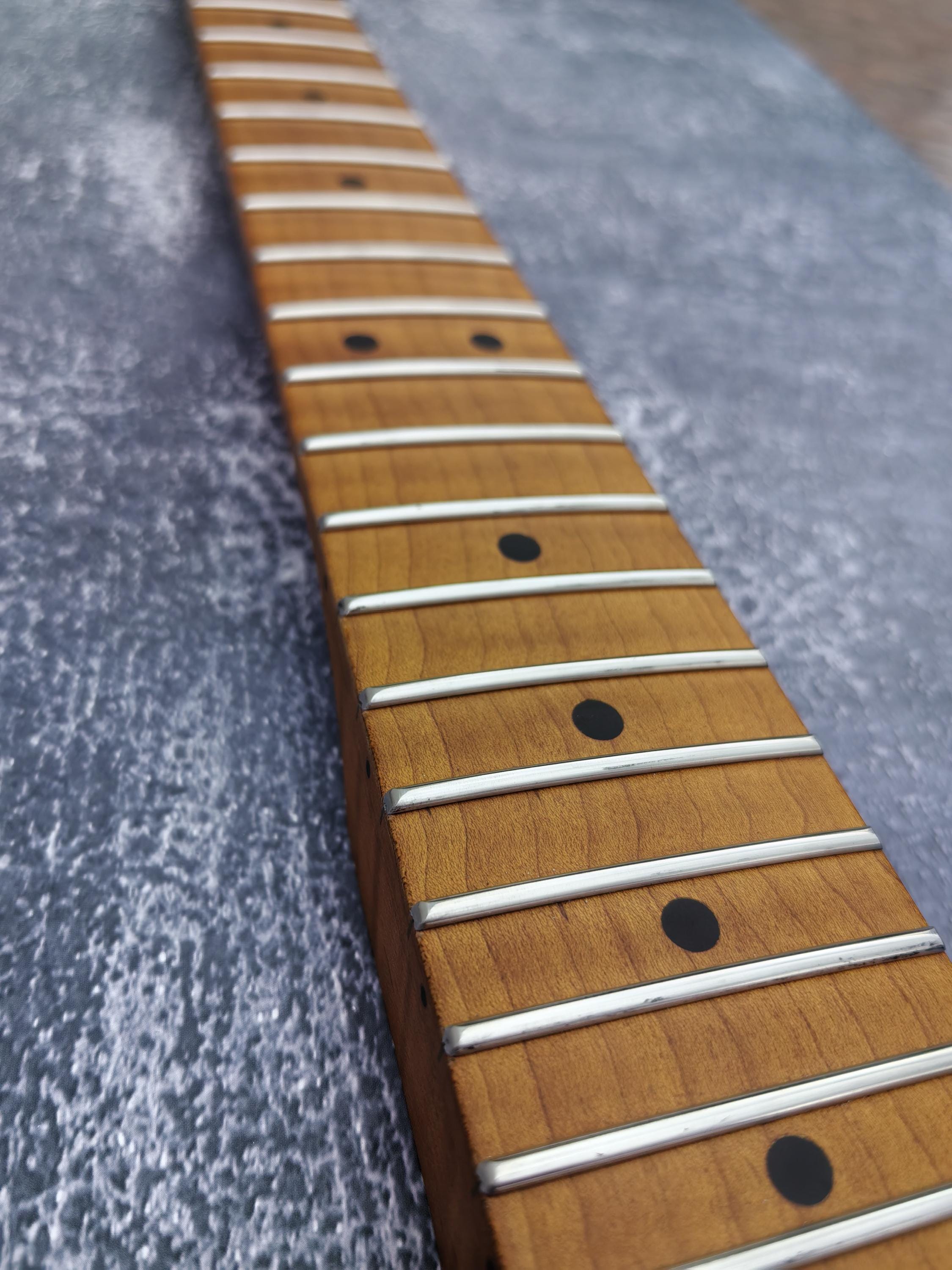 S type Roasted AA+ Flame Maple Nitro Satin Neck Stainless Steel Jescar Frets