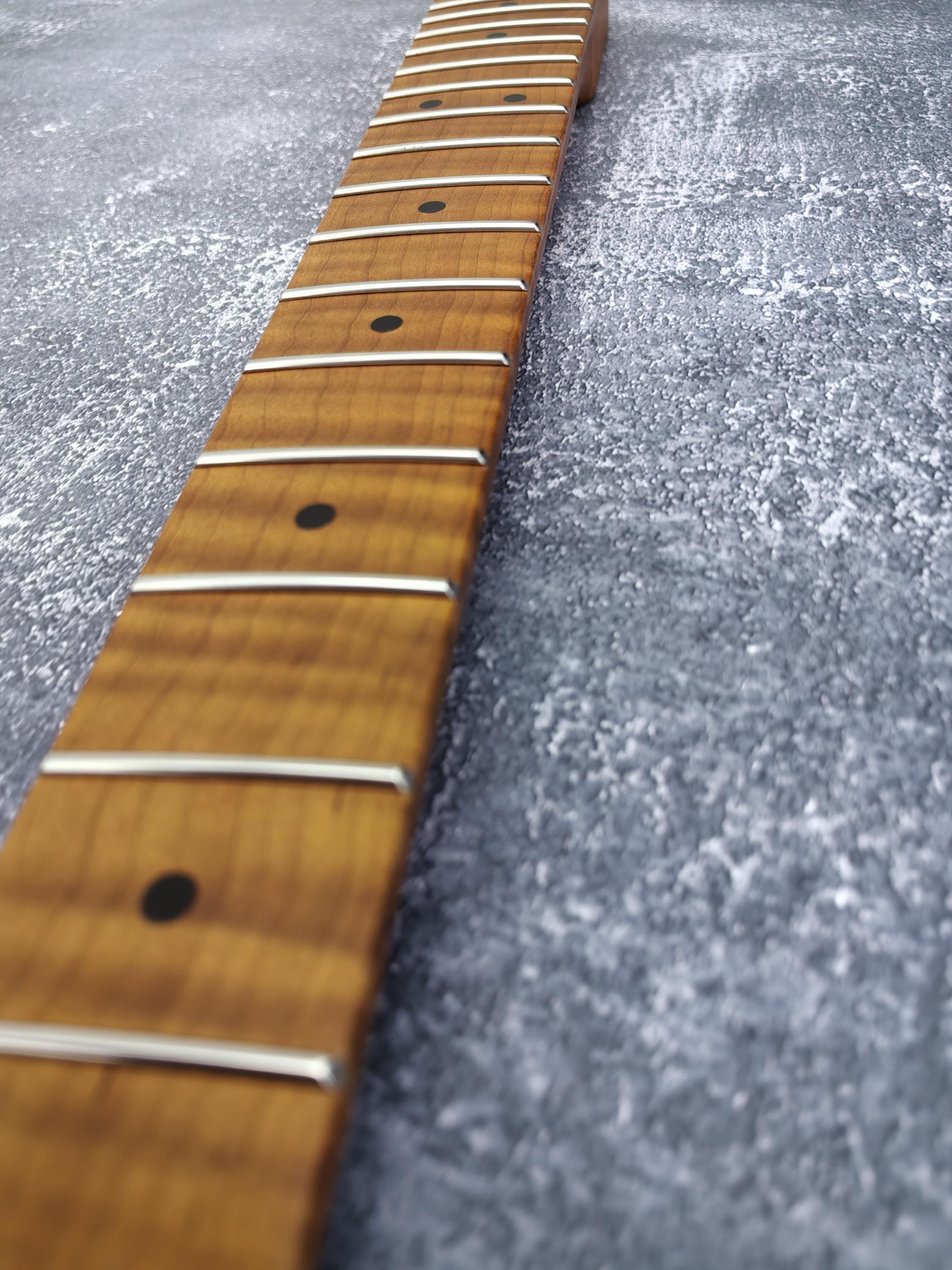 S type Roasted AA+ Flame Maple Nitro Satin Neck Stainless Steel Jescar Frets