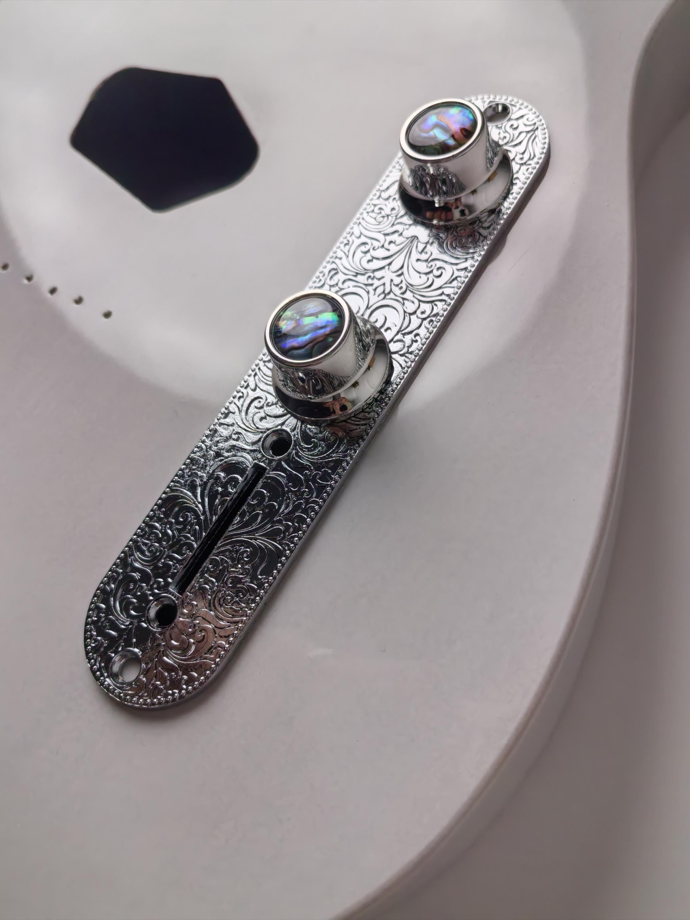 Tl Plate with Knobs Silver , Electric Guitar And Bass, Rare Custom Shop Accessory, Vintage Build Kit,