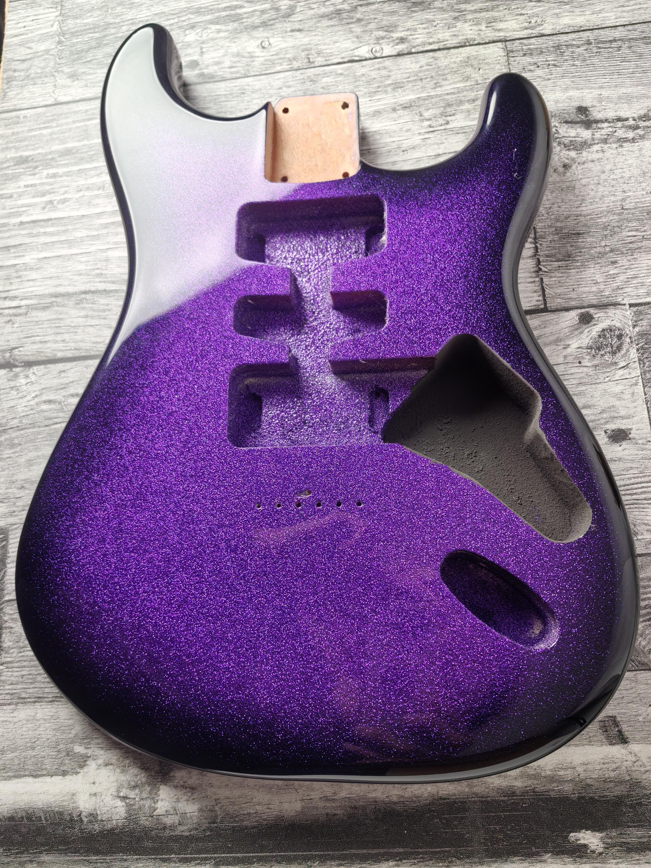 Purple Galaxy Mahogany S-Style Guitar Body, HSH Pickup Route