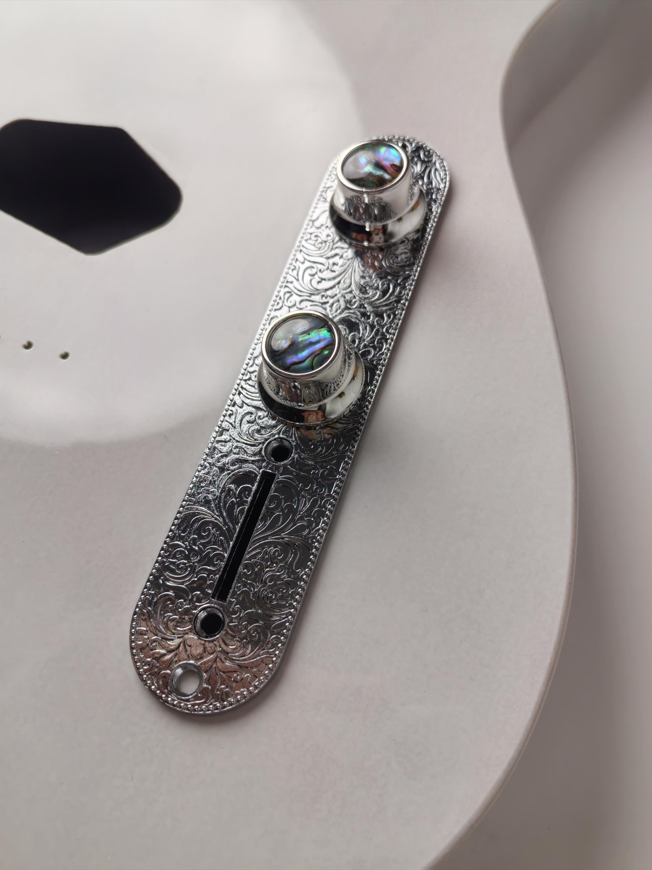 Tl Plate with Knobs Silver , Electric Guitar And Bass, Rare Custom Shop Accessory, Vintage Build Kit,