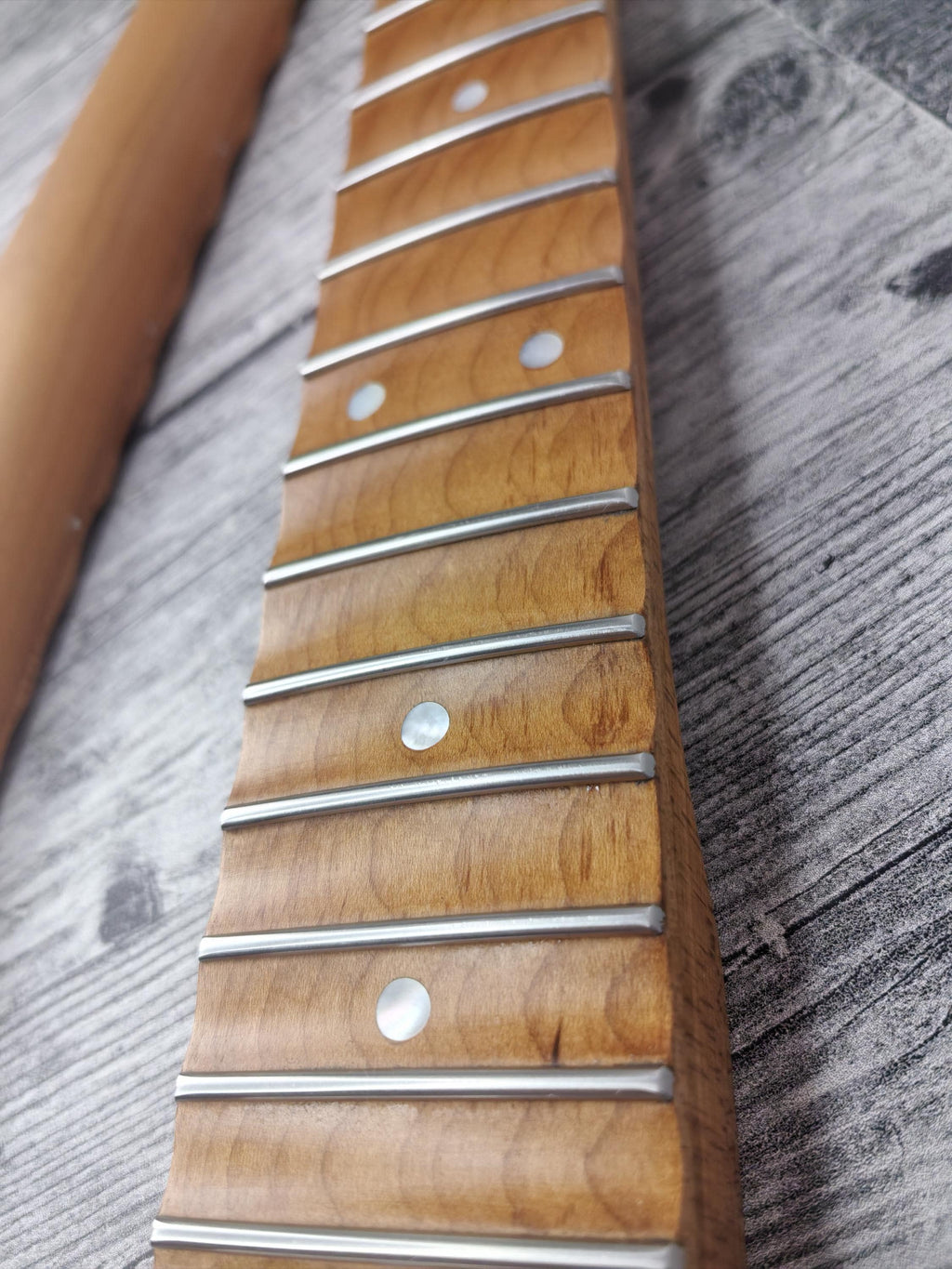 Scalloped Roasted Maple Satin  Neck Stainless Steel Jescar Frets Guitar Neck Customized High End Guitar Part.