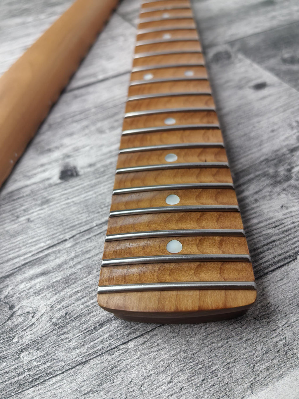 Scalloped Roasted Maple Satin  Neck Stainless Steel Jescar Frets Guitar Neck Customized High End Guitar Part.