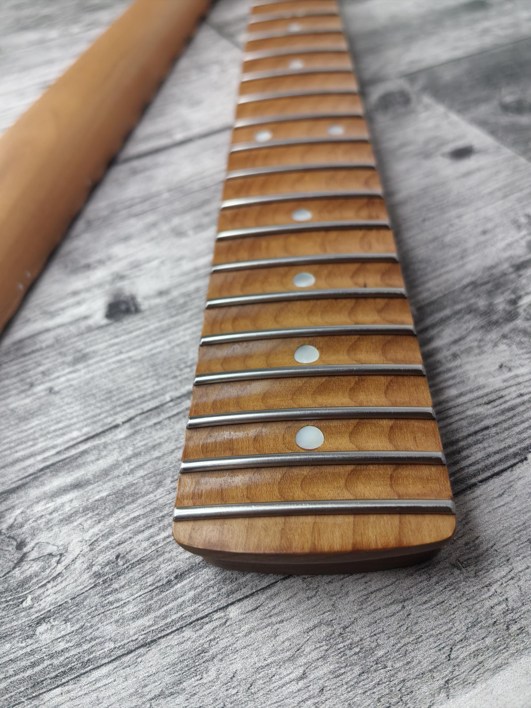 Scalloped Roasted Maple Satin  Neck Stainless Steel Jescar Frets Guitar Neck Customized High End Guitar Part.