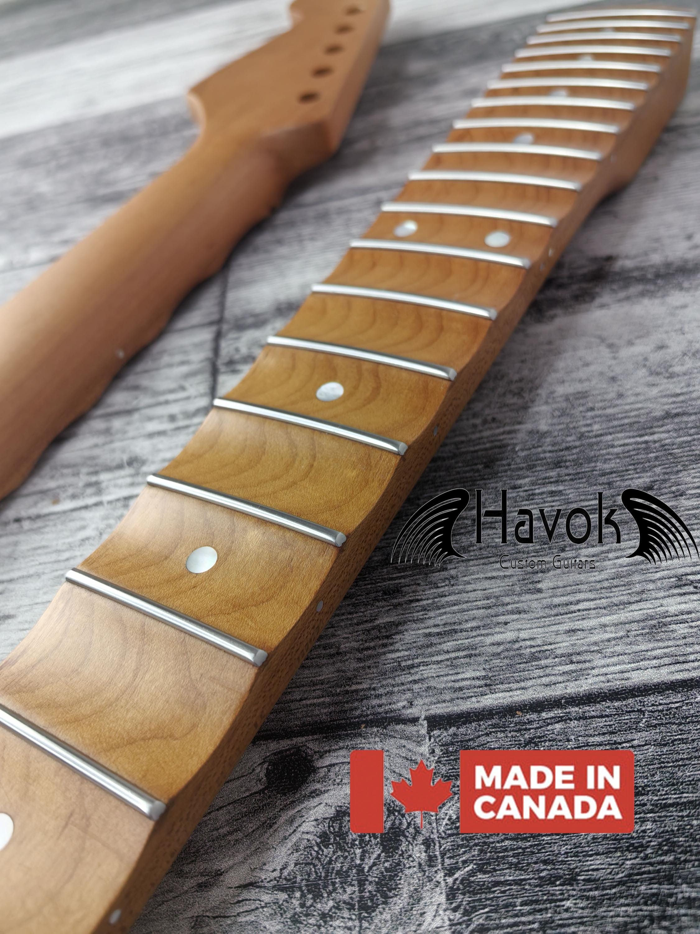 Scalloped Roasted Maple Satin  Neck Stainless Steel Jescar Frets Guitar Neck Customized High End Guitar Part.