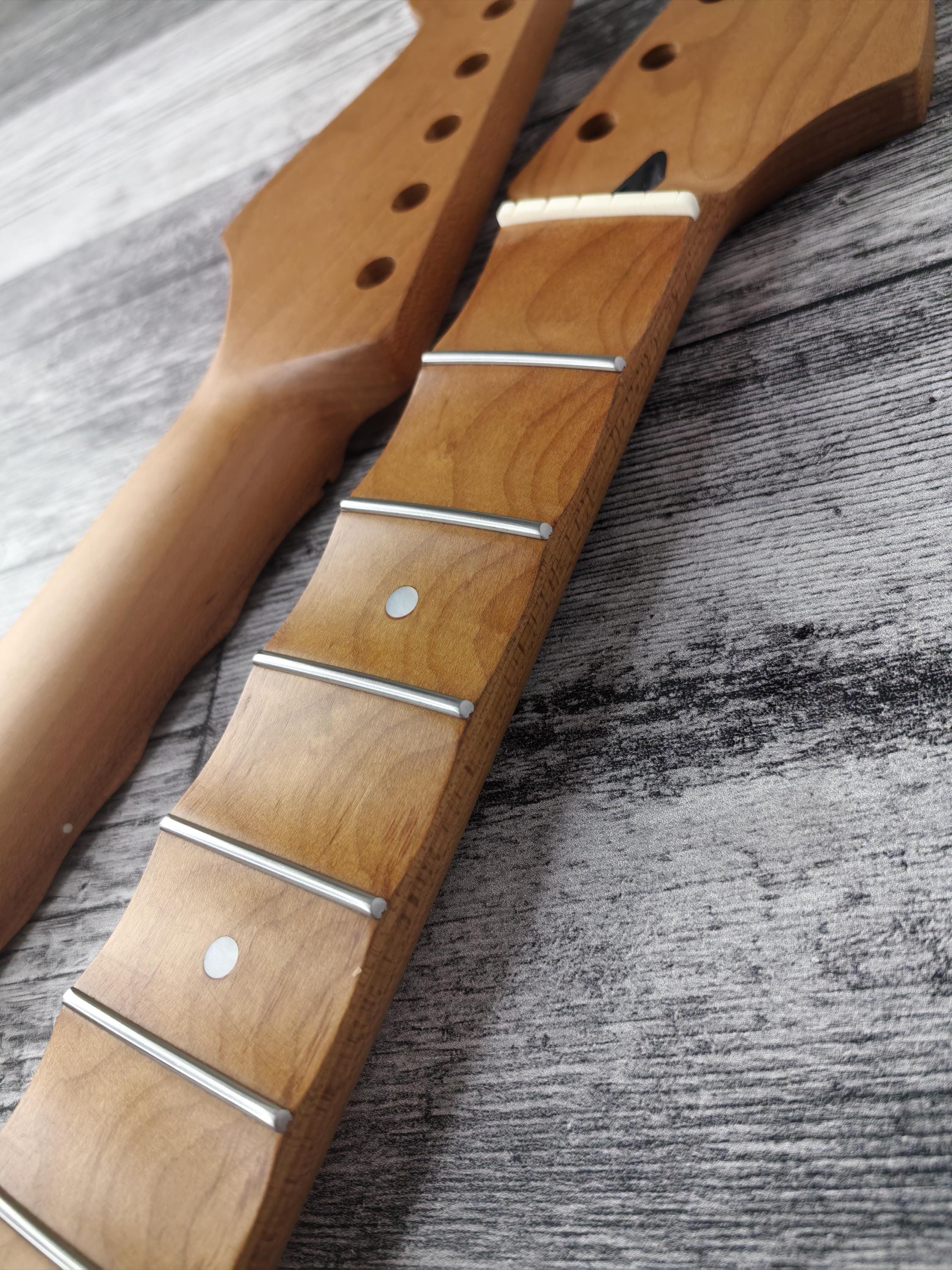 Scalloped Roasted Maple Satin  Neck Stainless Steel Jescar Frets Guitar Neck Customized High End Guitar Part.