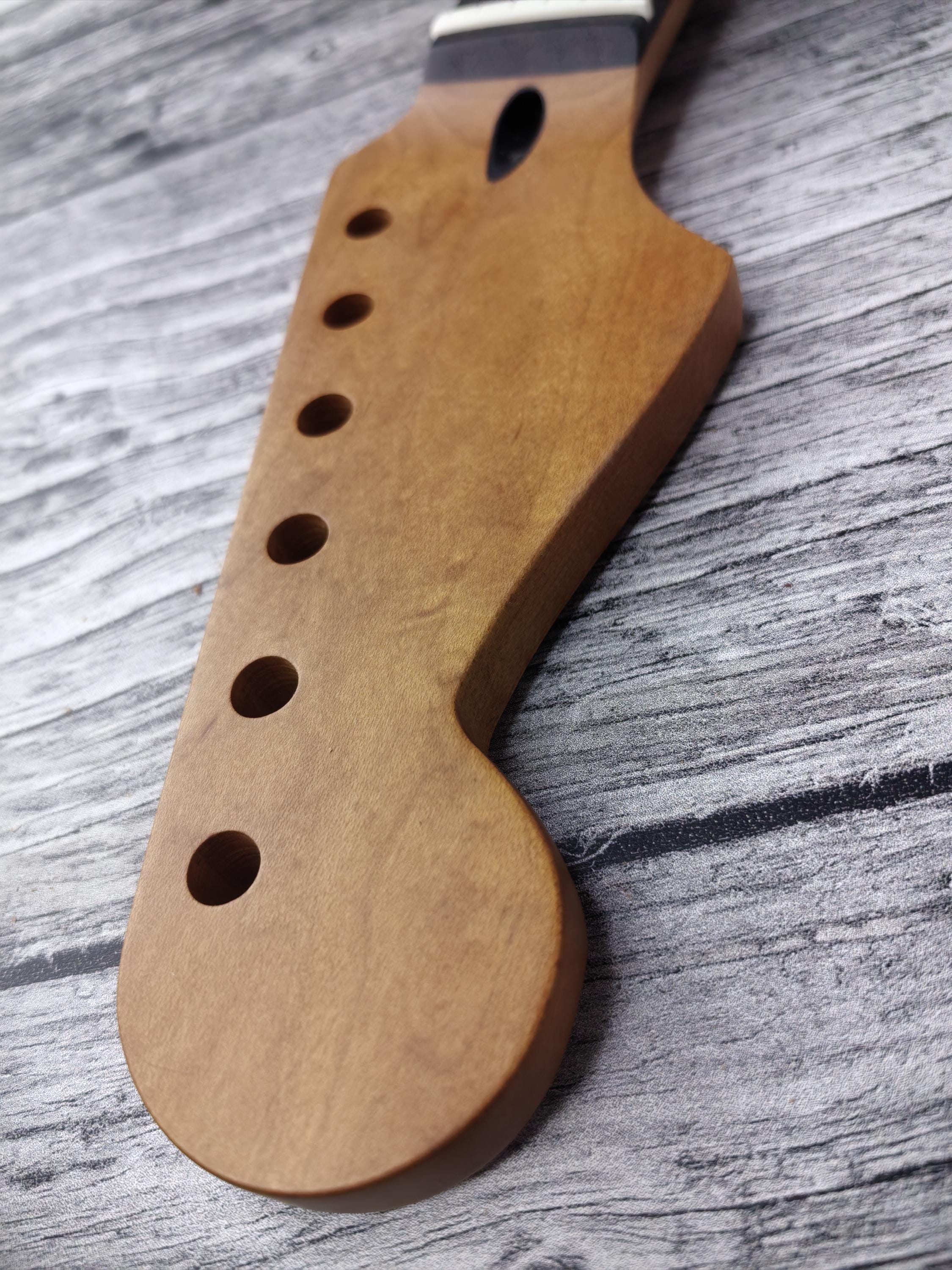 27 inch Roasted Maple Baritone Guitar Neck, S Style, 22 Nickel Frets, Satin Finish