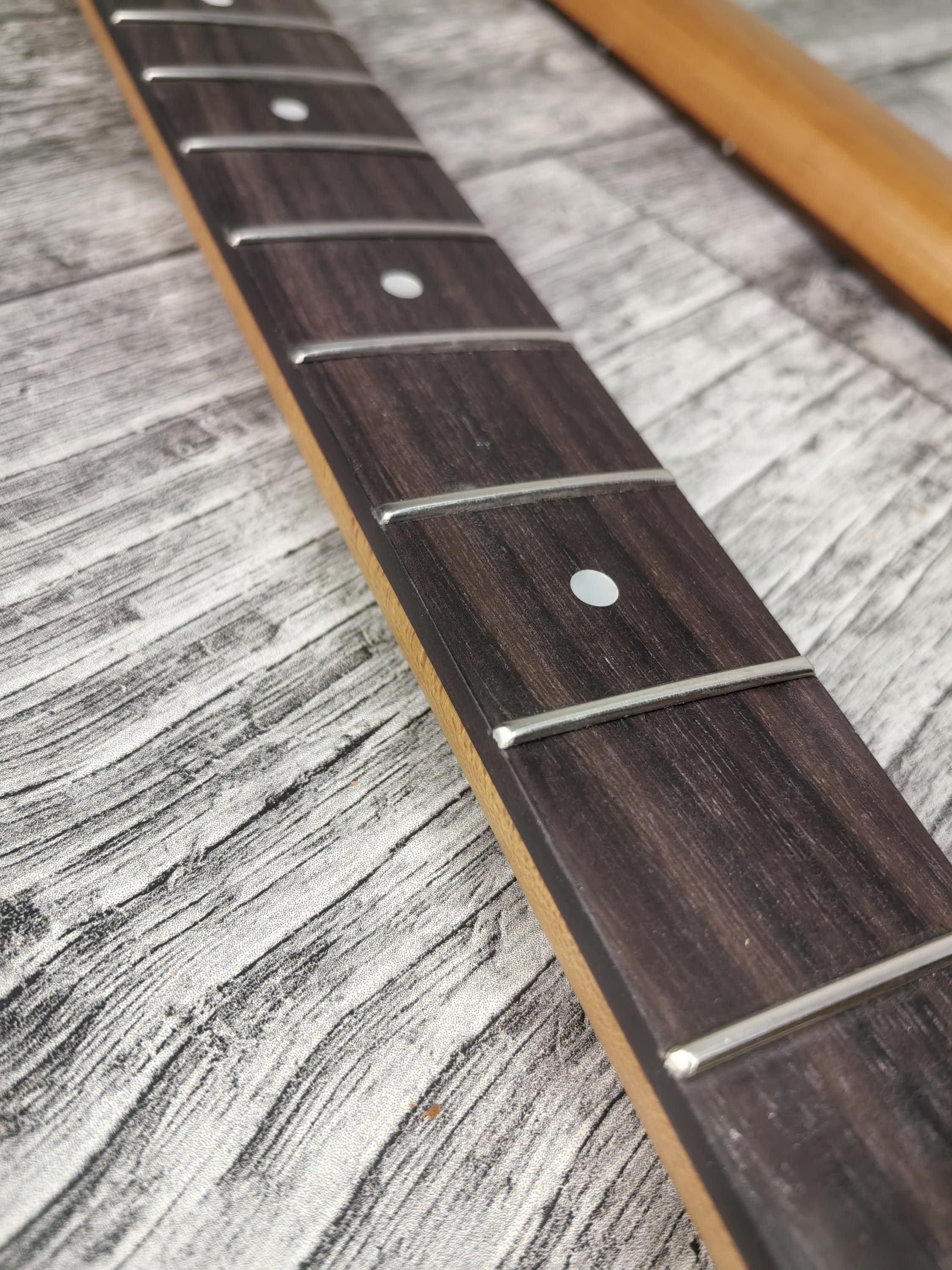 27 inch Roasted Maple Baritone Guitar Neck, S Style, 22 Nickel Frets, Satin Finish