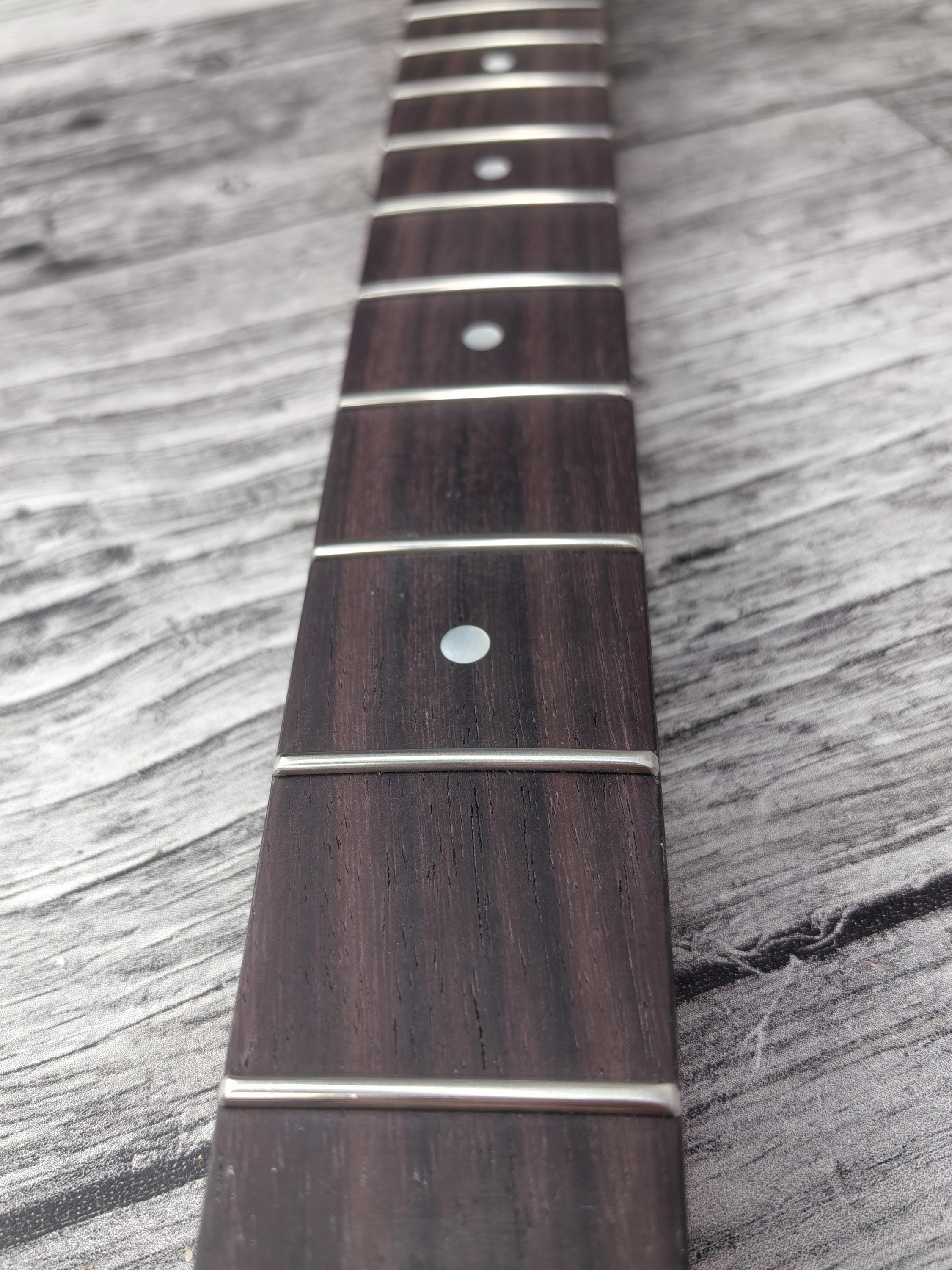 27 inch Roasted Maple Baritone Guitar Neck, S Style, 22 Nickel Frets, Satin Finish