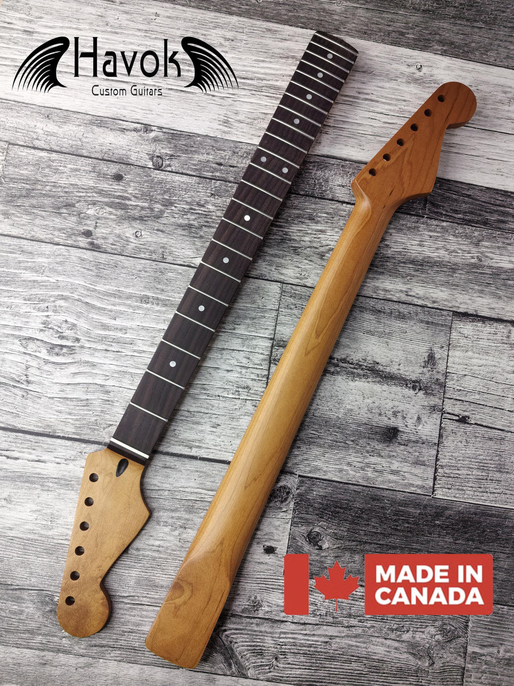 27 inch Roasted Maple Baritone Guitar Neck, S Style, 22 Nickel Frets, Satin Finish