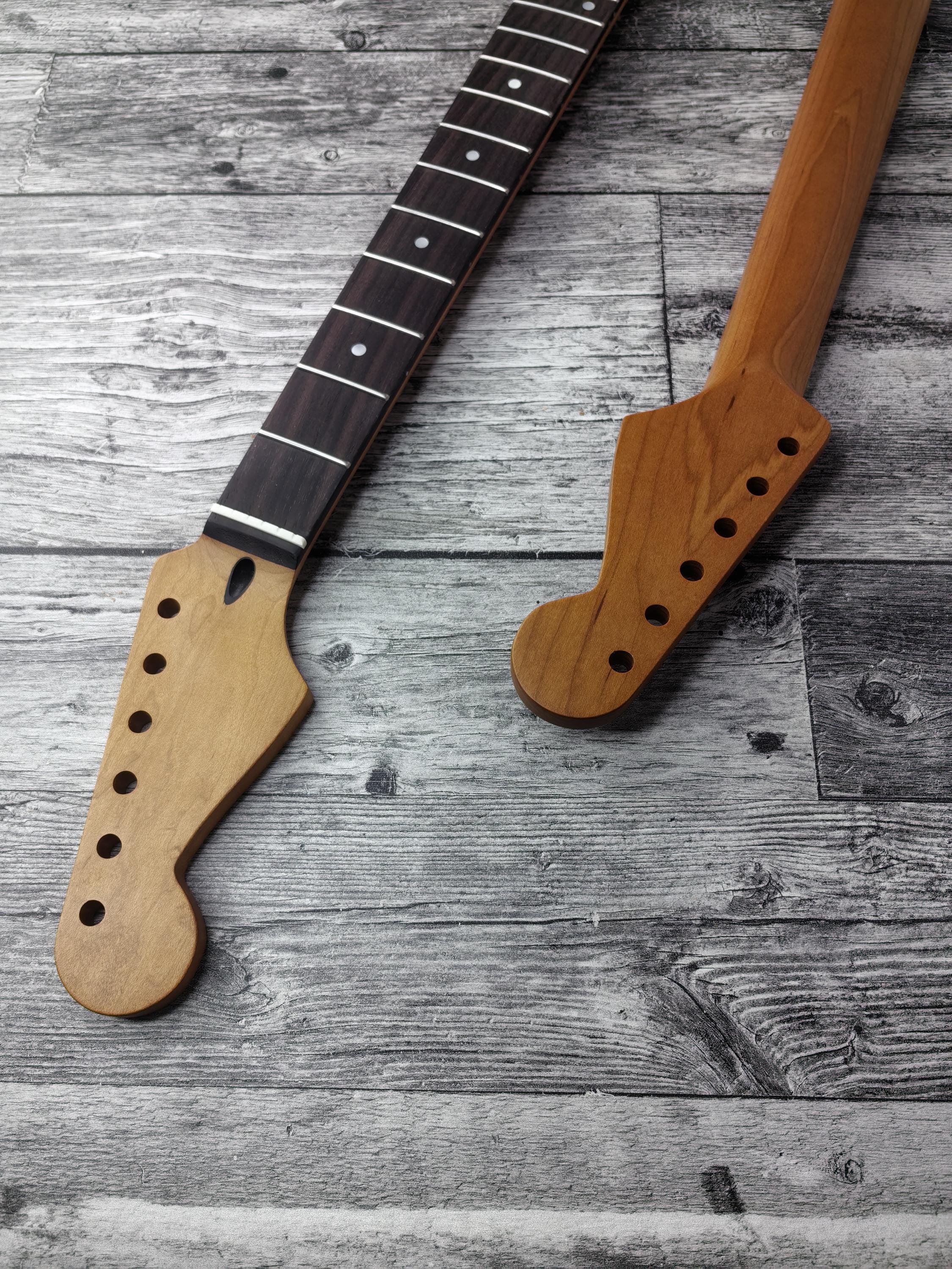 27 inch Roasted Maple Baritone Guitar Neck, S Style, 22 Nickel Frets, Satin Finish