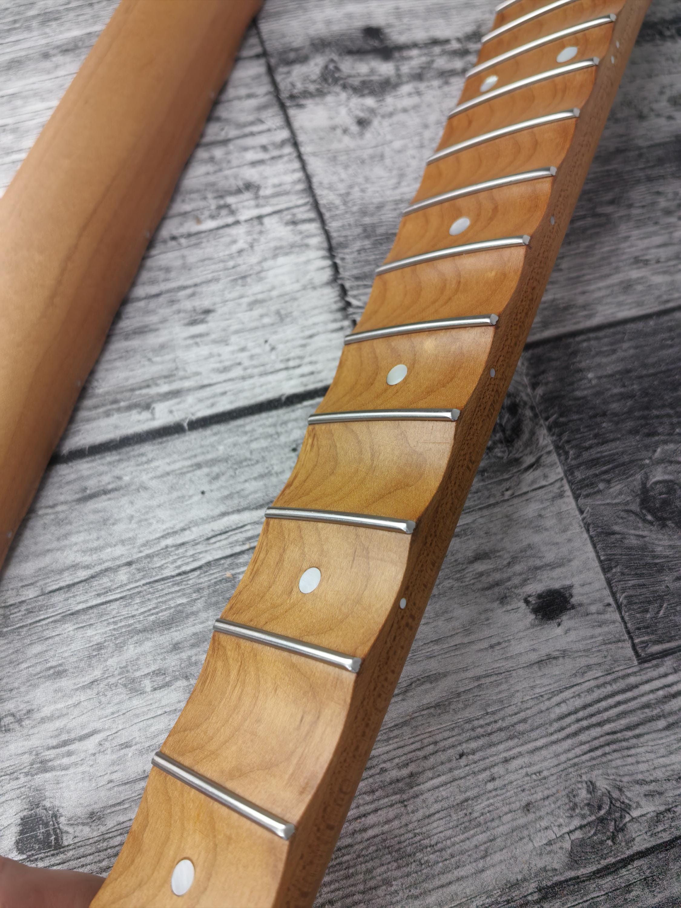 Scalloped Roasted Maple Satin  Neck Stainless Steel Jescar Frets Guitar Neck Customized High End Guitar Part.