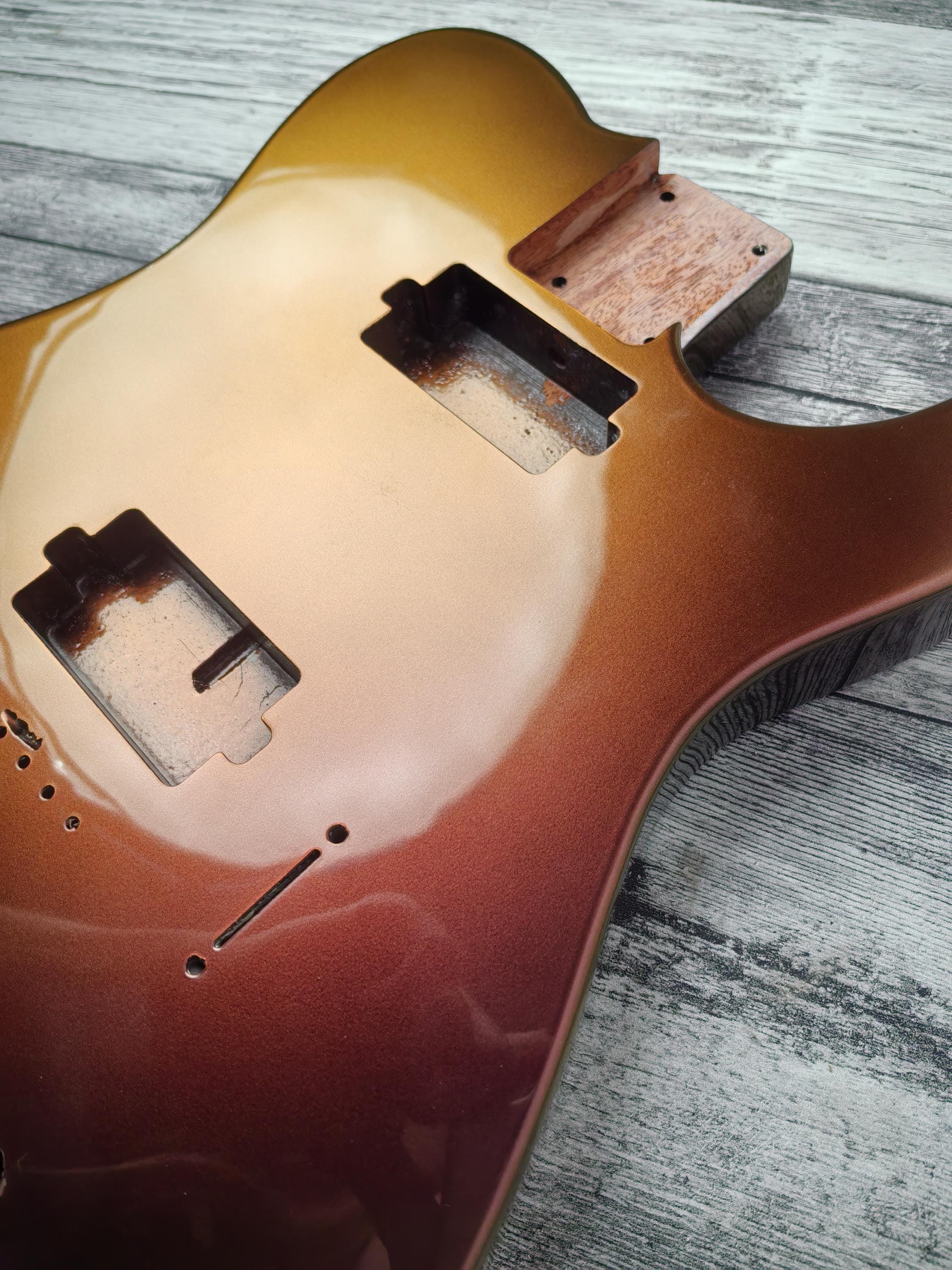 Chameleon Gold 2 Humbuckers Mahogany Body , TL Custom T-Style Body, Vintage Guitar Part Gadget Replacement, DIY Building Kit