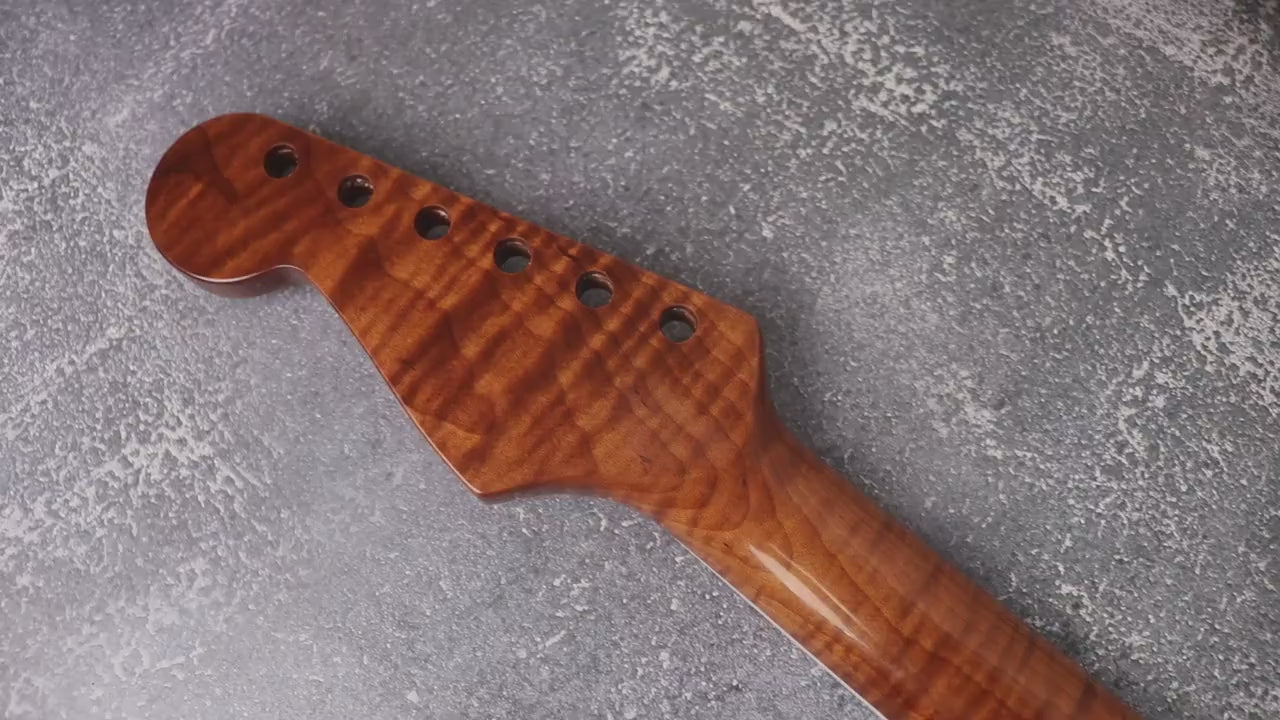 S type Flame Maple Gloss Binding Carbon Fiber Rods Neck Stainless Steel Jescar Frets