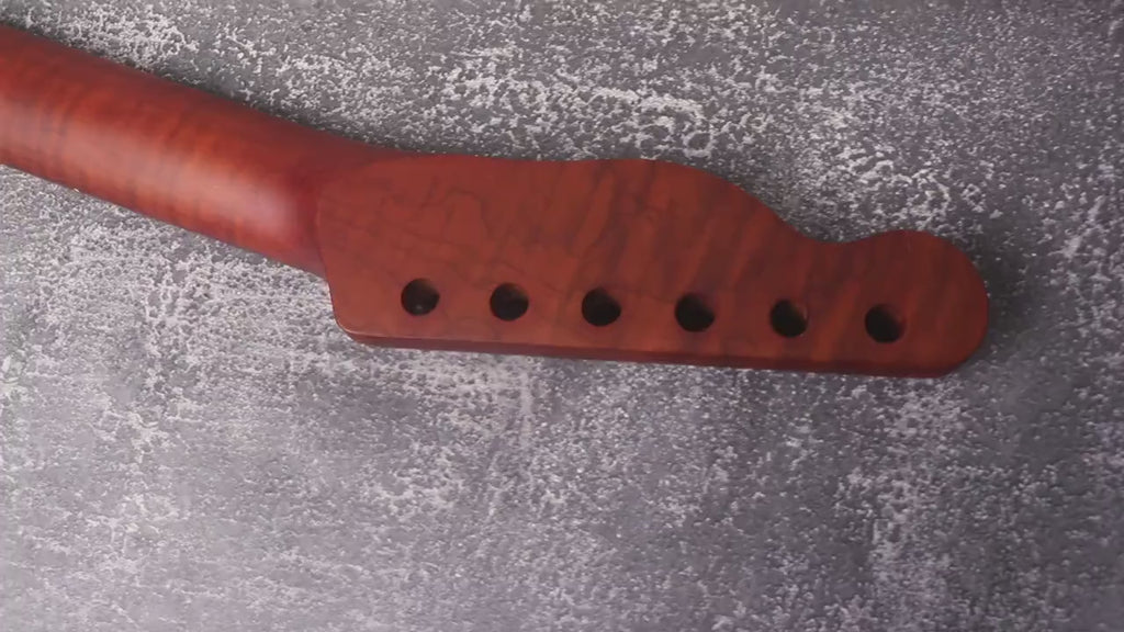 T Type Dark Flame Roasted Maple Neck Stainless Steel Frets, TL Satin Neck, Medium Jumbo Jescar Frets, 22 Frets, Electric Guitar Neck