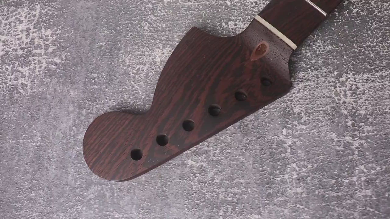 Special S Type Wenge Neck, 22 Medium Jumbo Jescar Nickel Frets, Big Headstock S Style, Vintage Neck Replacement Part, Guitar Build Kit DIY